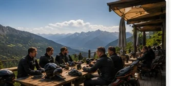 Gruppe bei einer gemeinsamen Rast am Tisch